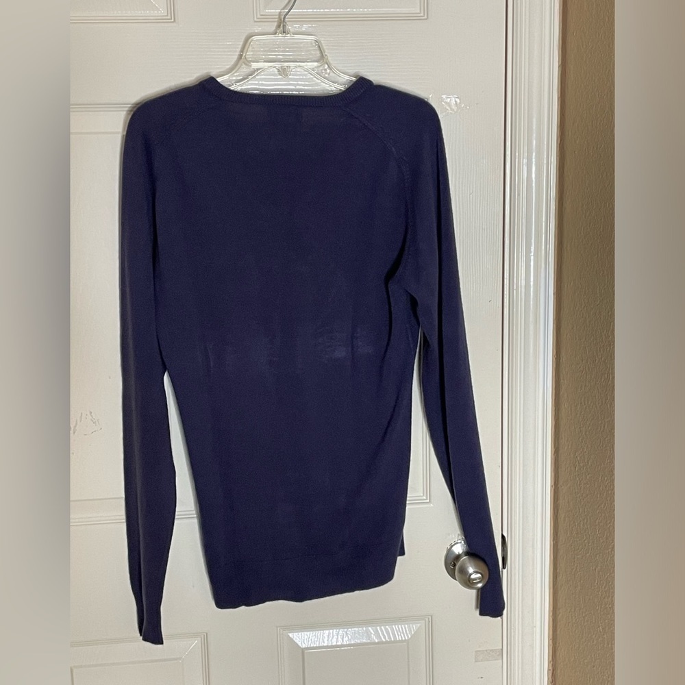 John Lewis Men's Acrylic V-Neck Sweater, Navy, Made in the USA, Medium - Picture 6 of 10